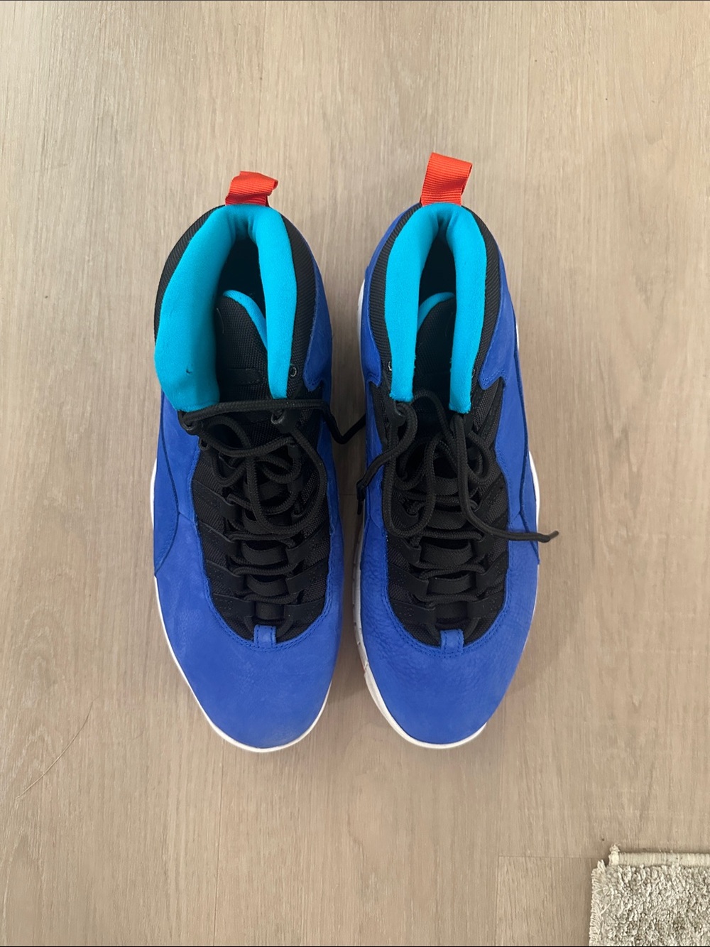 Air Jordan 10 Royal Blue and Teal High-Top Sneakers - Picture 2 of 4